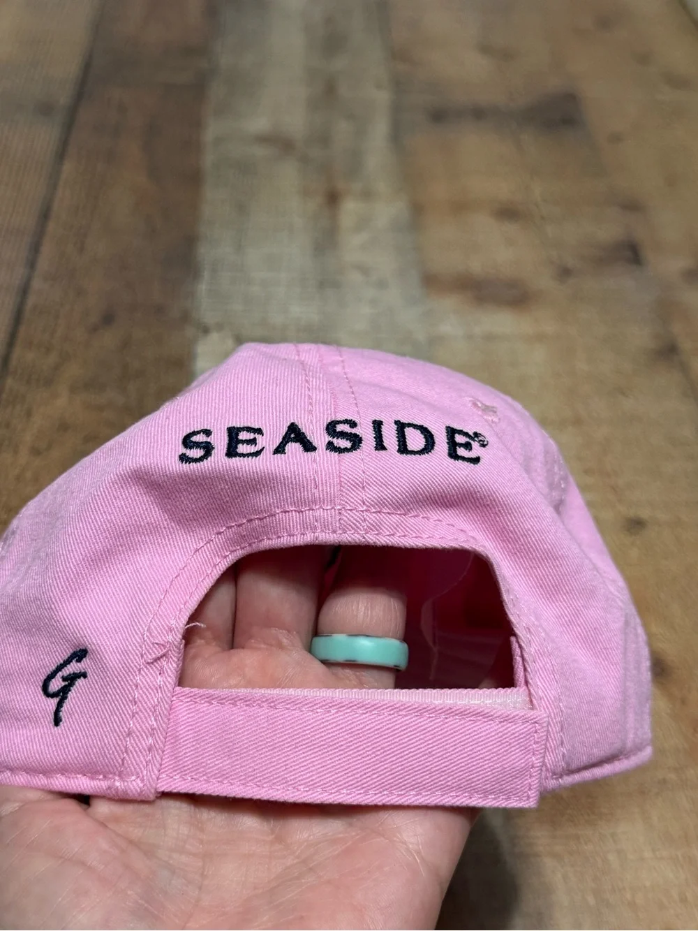 Seaside brand Women’s “bud” dachshund Cotton Baseball Hat NWT OSFM  Pink/Navy